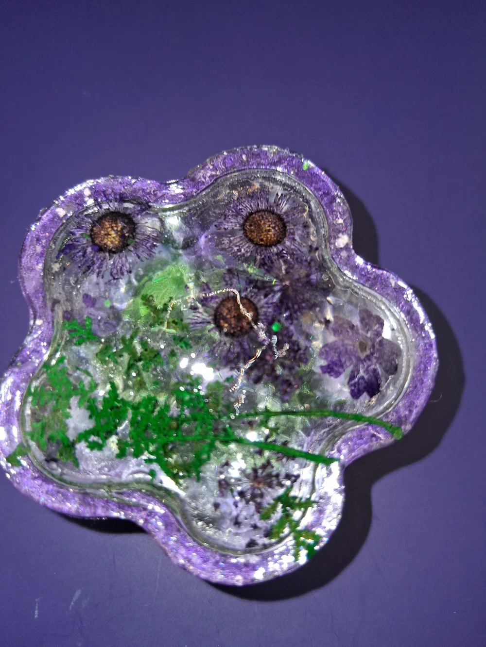 Purple and Green Flower Trinket Box